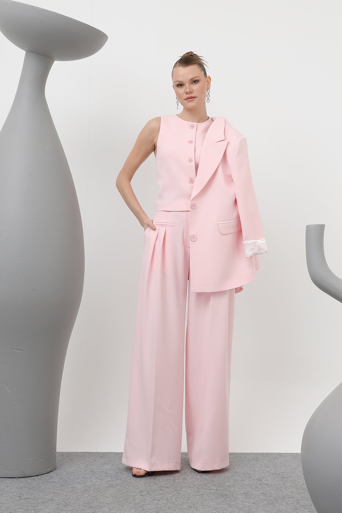 Kadın Desenli Astar Detaylı Pantolon - 32186PNT PINK