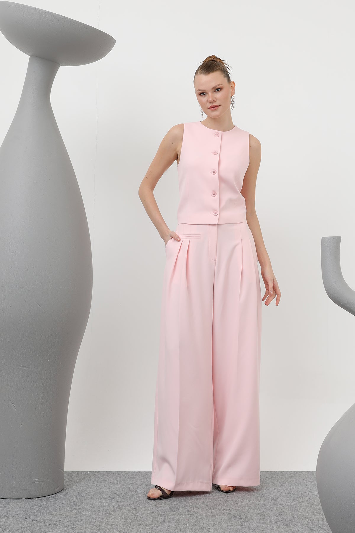 Kadın Desenli Astar Detaylı Pantolon - 32186PNT PINK