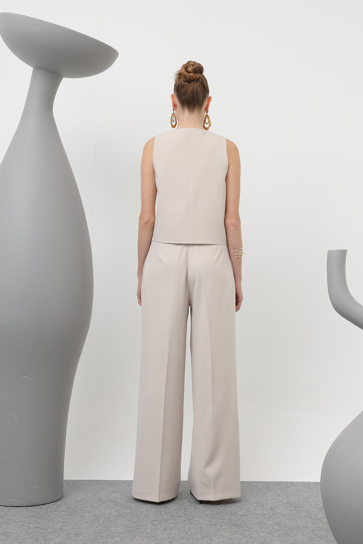 Kadın Desenli Astar Detaylı Pantolon - 32186PNT BEIGE