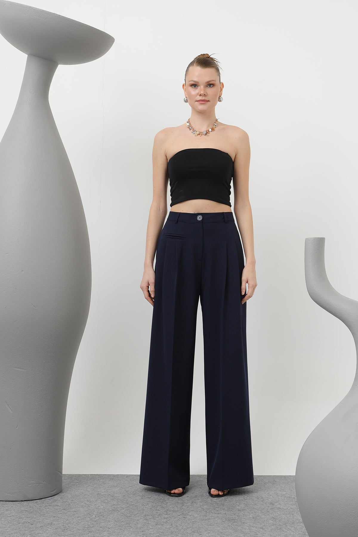Kadın Desenli Astar Detaylı Pantolon - 32186PNT NAVY