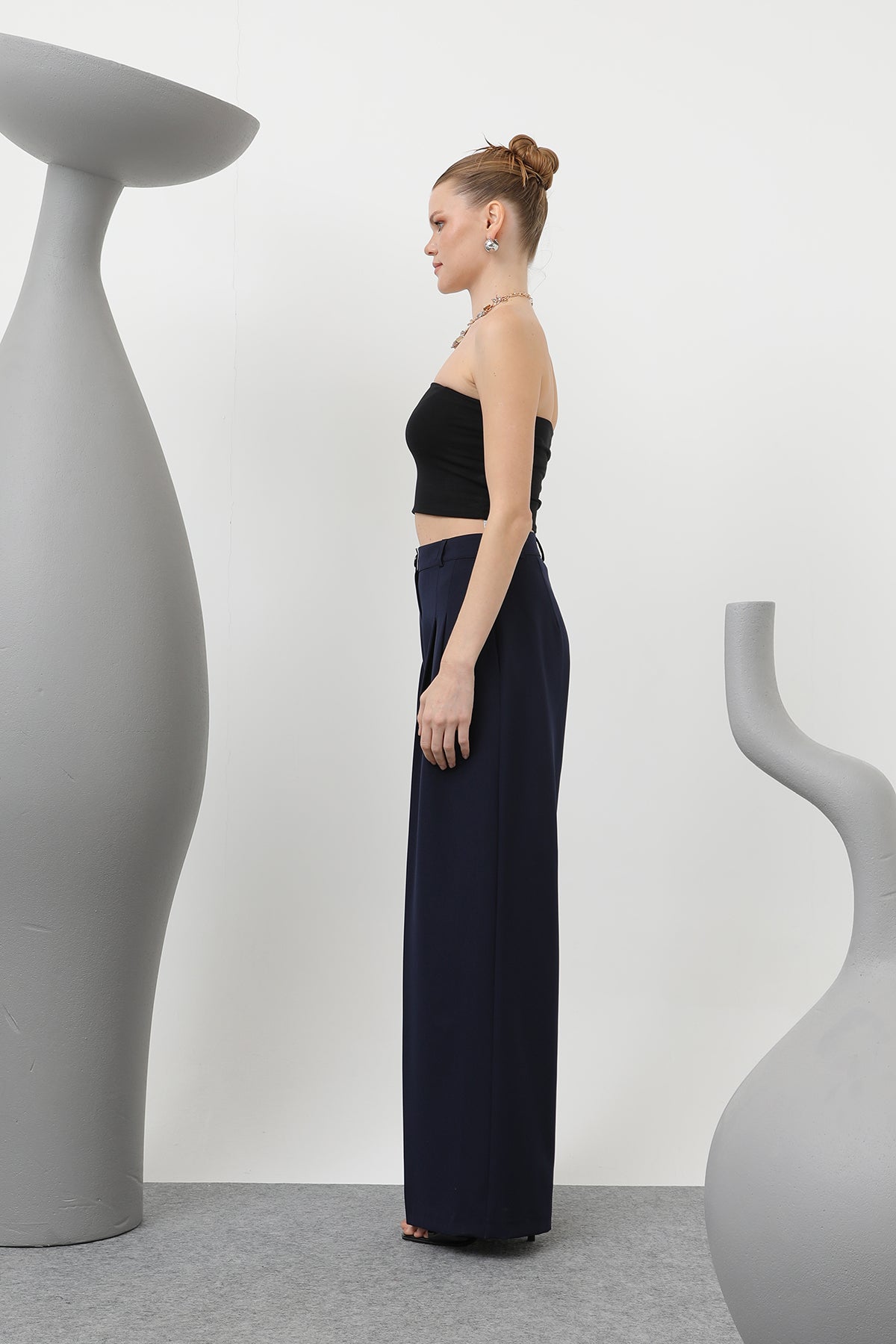 Kadın Desenli Astar Detaylı Pantolon - 32186PNT NAVY