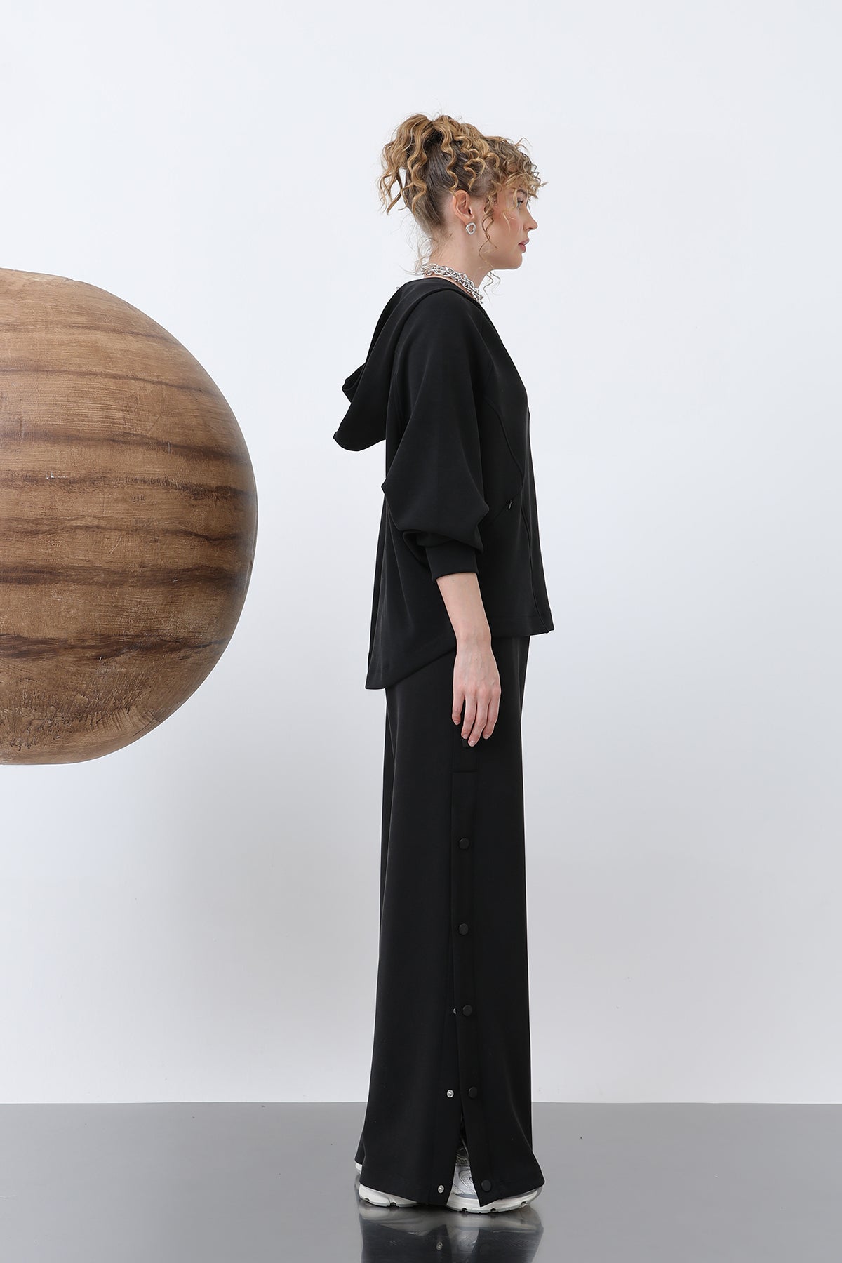 Kadın Gizli Fermuar Detaylı Sweat - 32188SWT BLACK