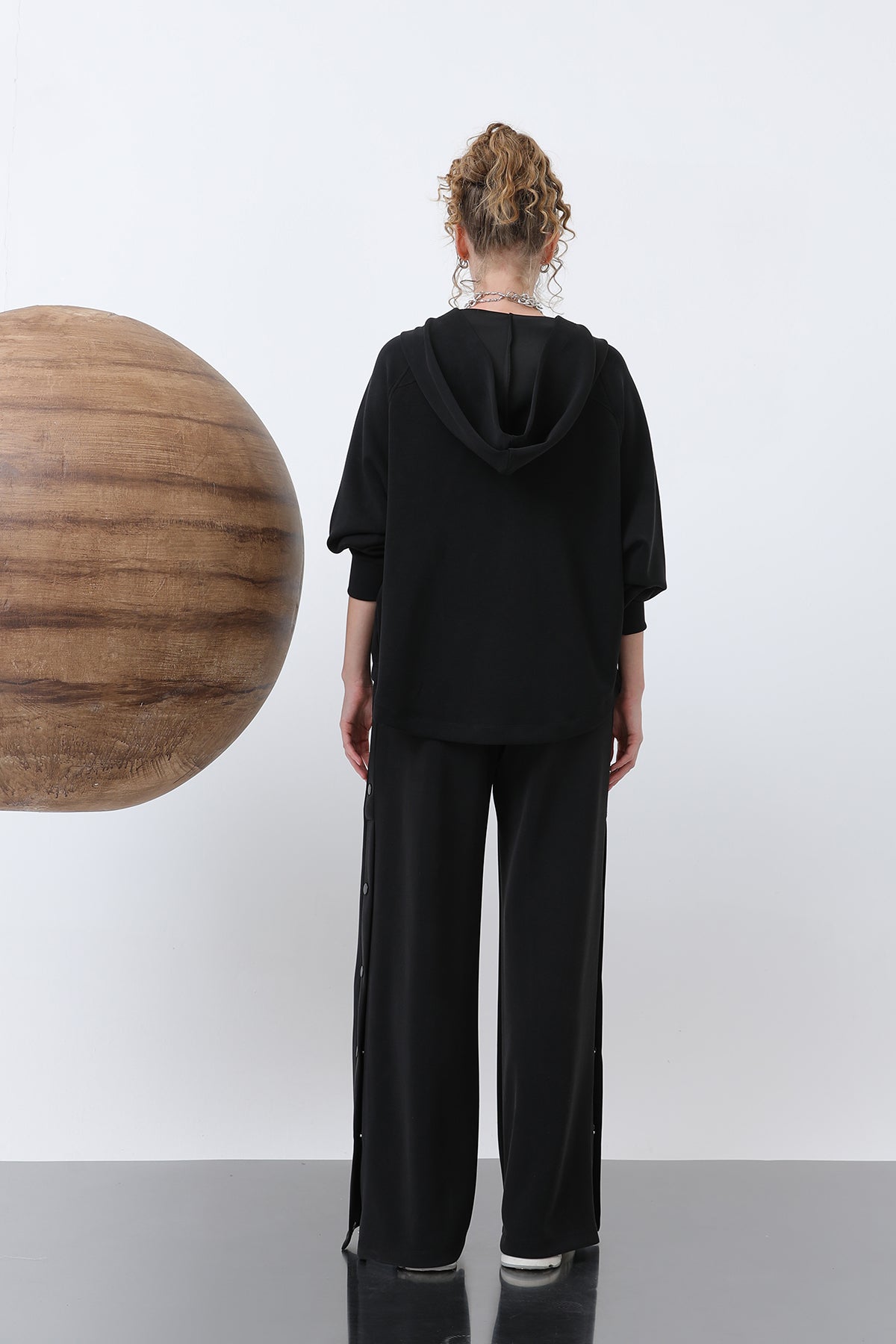 Kadın Gizli Fermuar Detaylı Sweat - 32188SWT BLACK