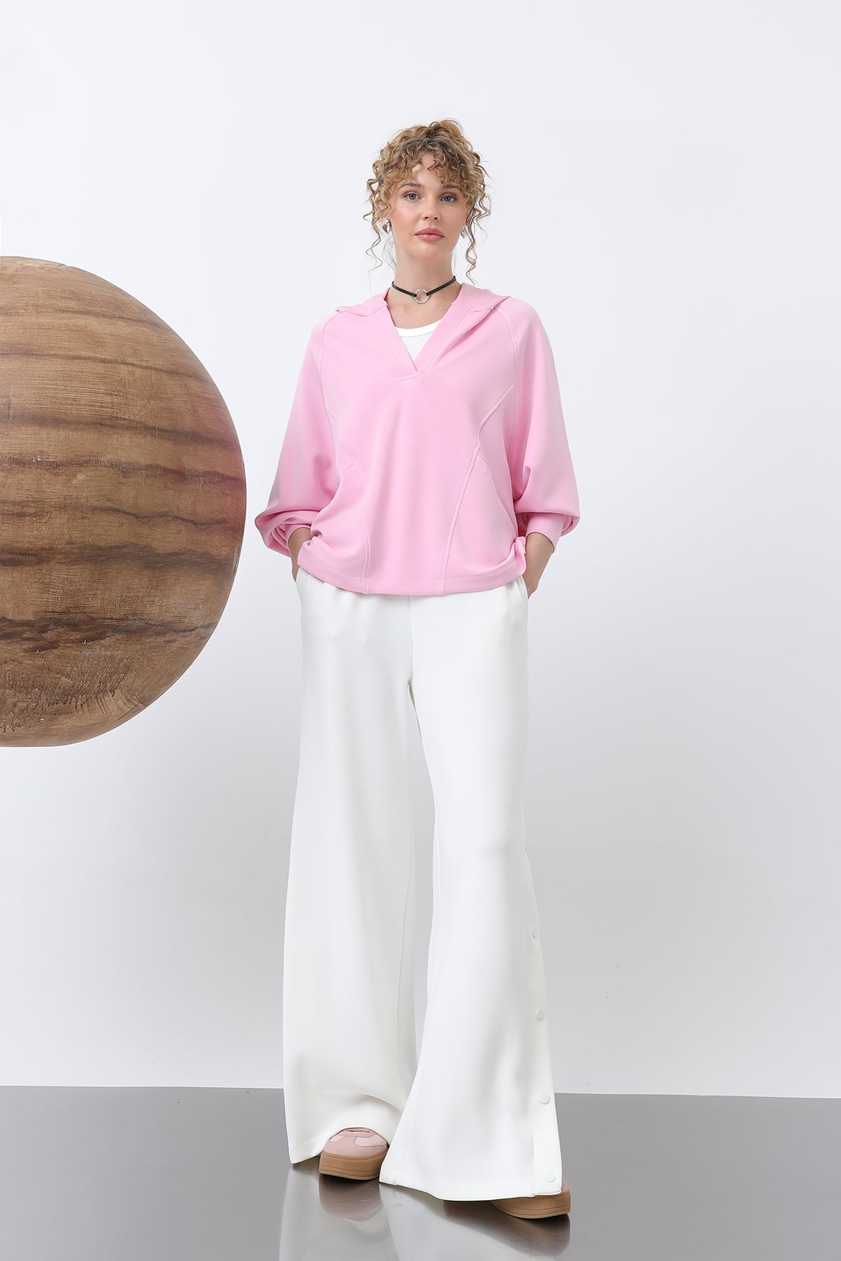 Kadın Gizli Fermuar Detaylı Sweat - 32188SWT PINK
