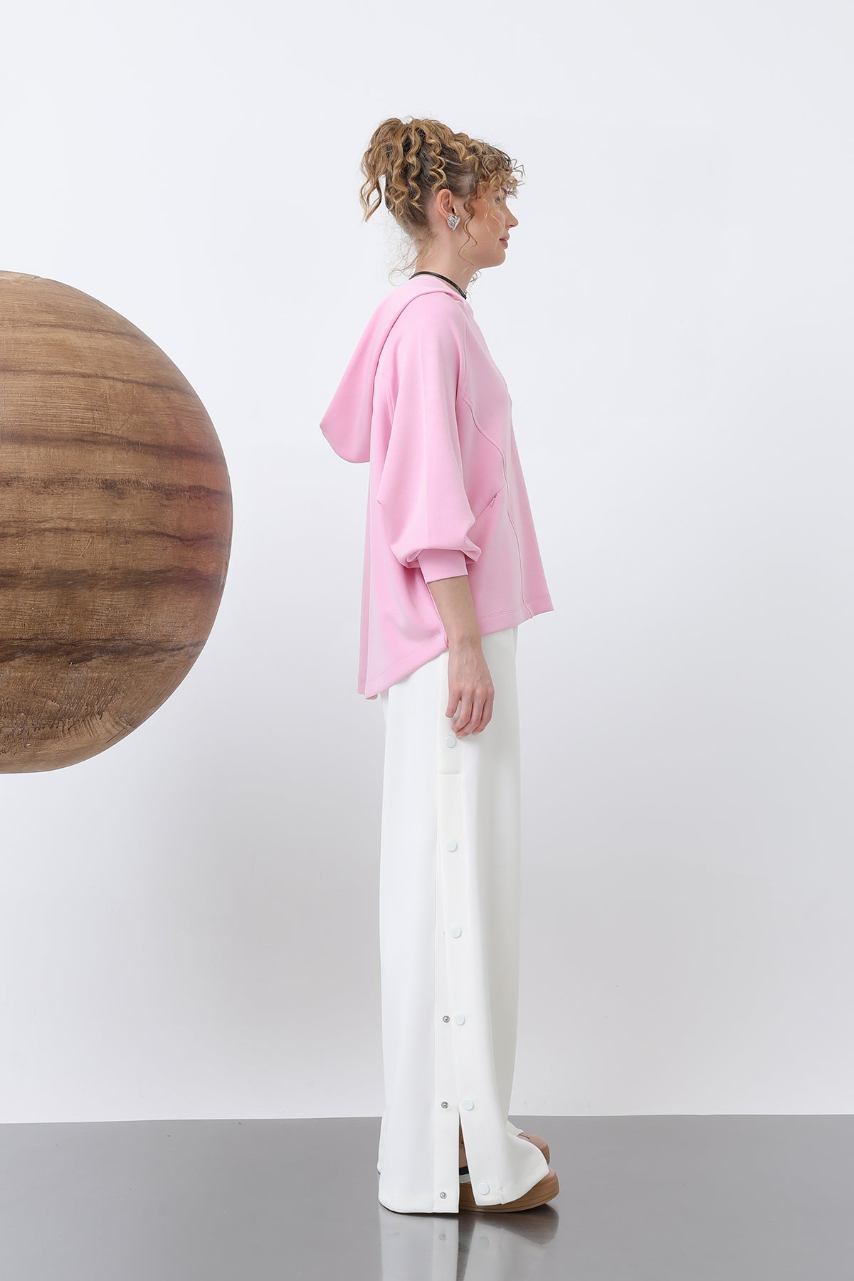 Kadın Gizli Fermuar Detaylı Sweat - 32188SWT PINK