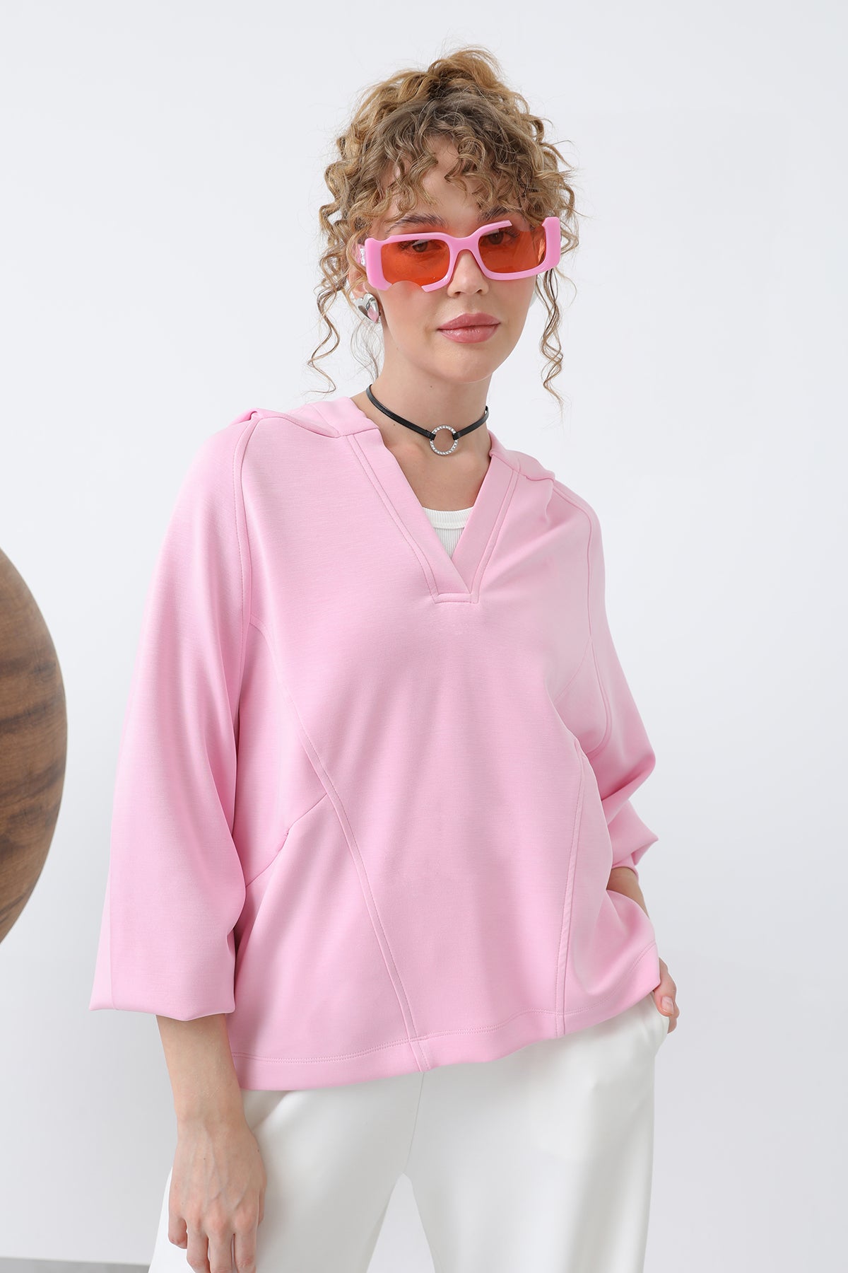 Kadın Gizli Fermuar Detaylı Sweat - 32188SWT PINK
