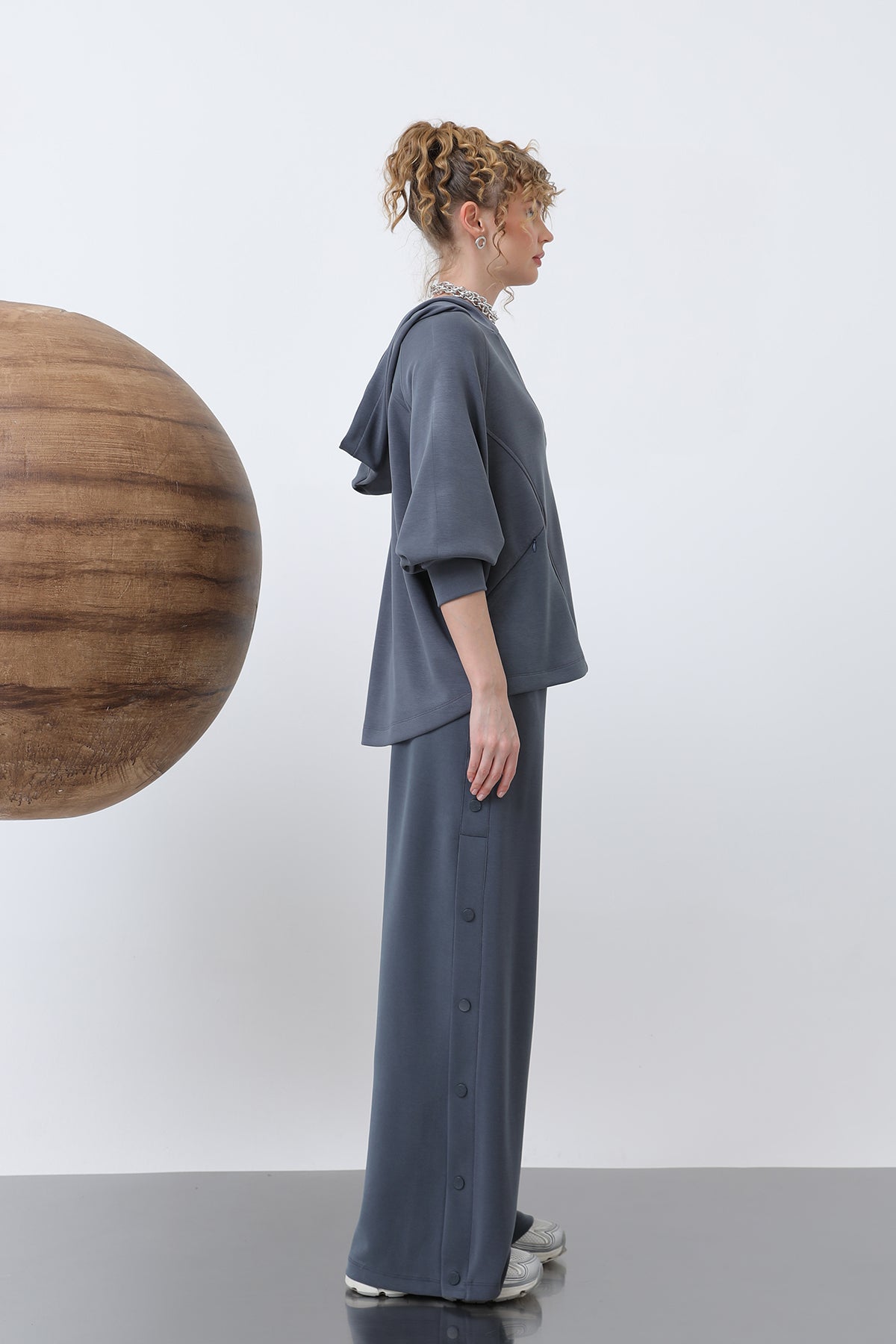 Kadın Gizli Fermuar Detaylı Sweat - 32188SWT ANTRACITE