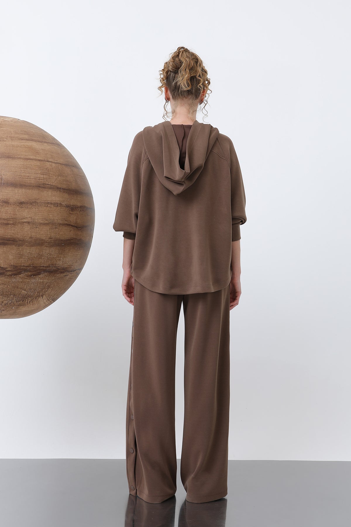 Kadın Gizli Fermuar Detaylı Sweat - 32188SWT BROWN
