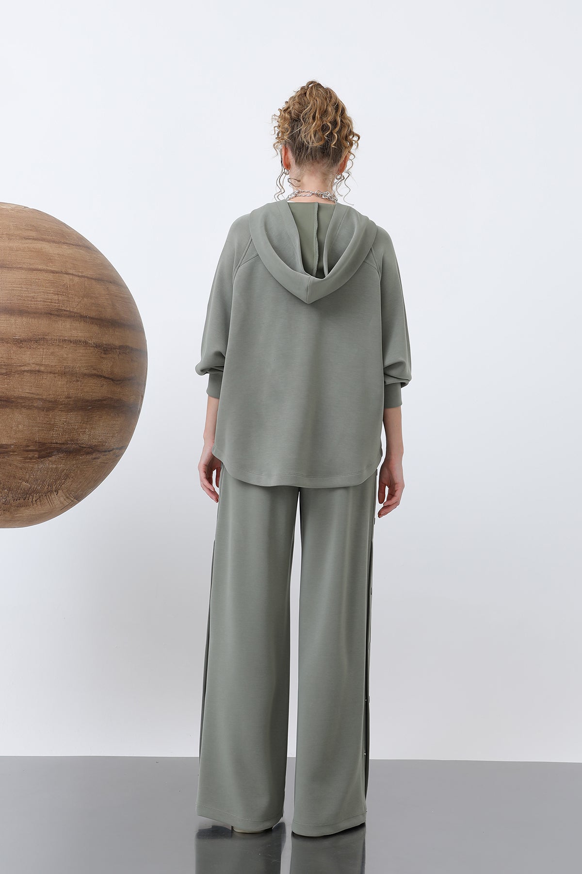 Kadın Gizli Fermuar Detaylı Sweat - 32188SWT KHAKI