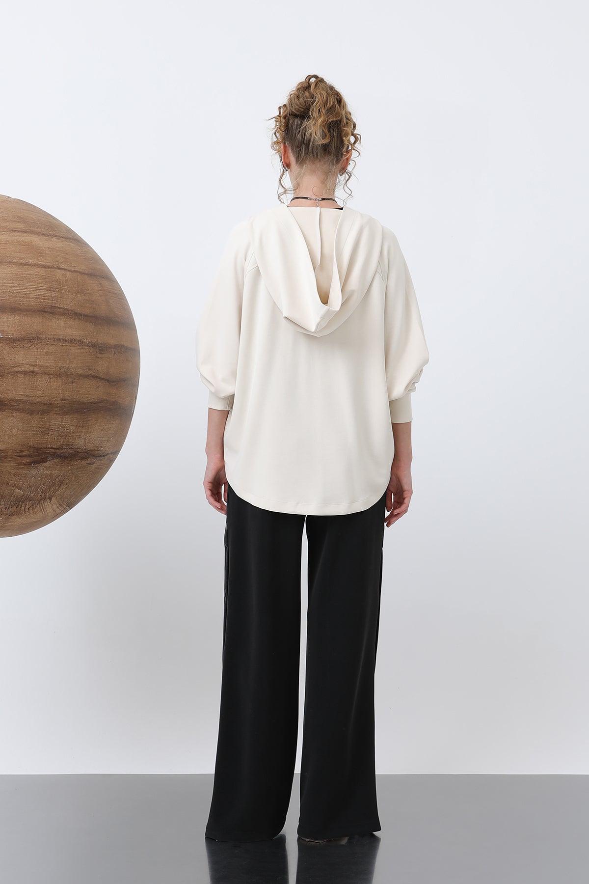 Kadın Gizli Fermuar Detaylı Sweat - 32188SWT SAND BEIGE