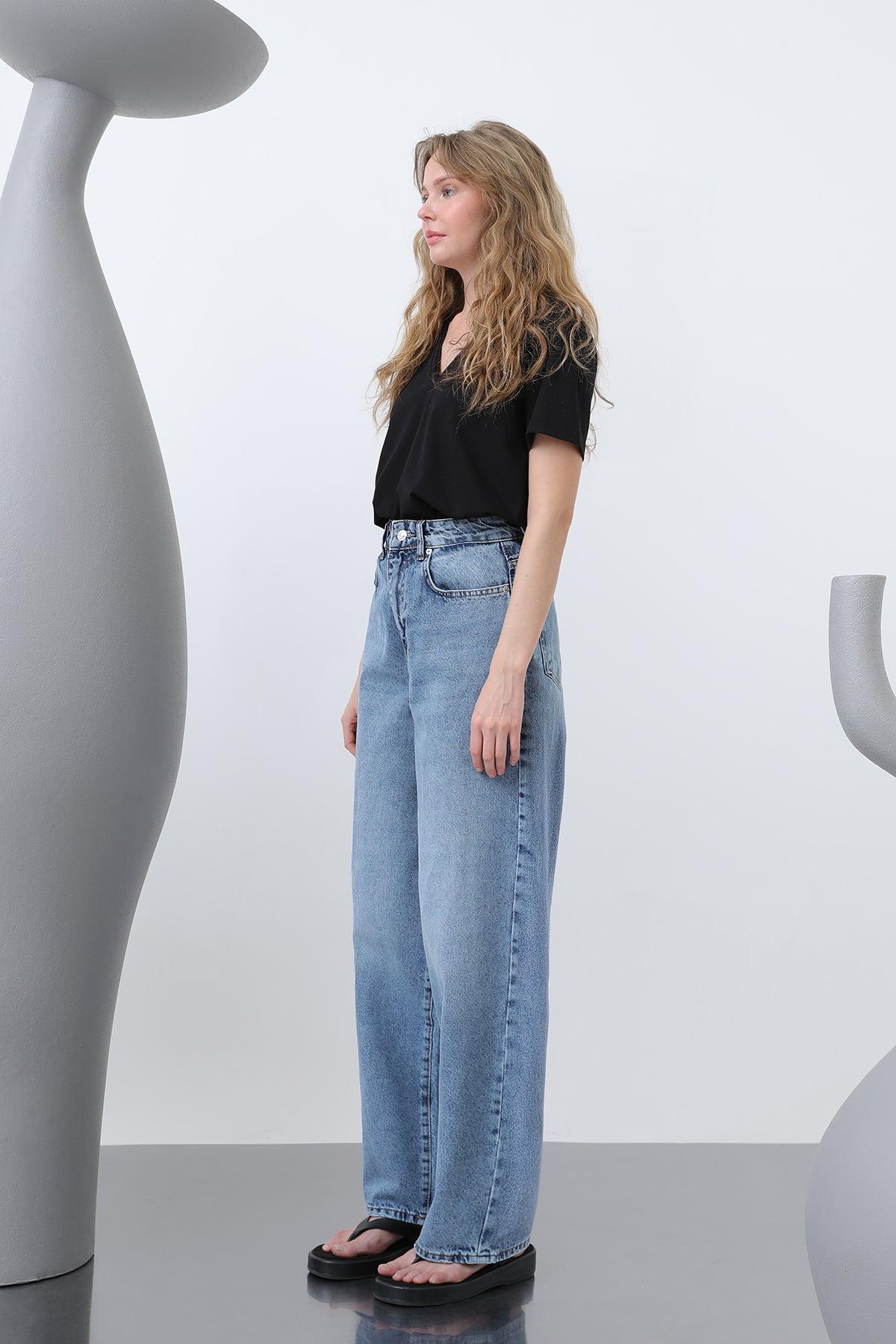 Kadın Bol Denim Pantolon -32192PNT BLUE