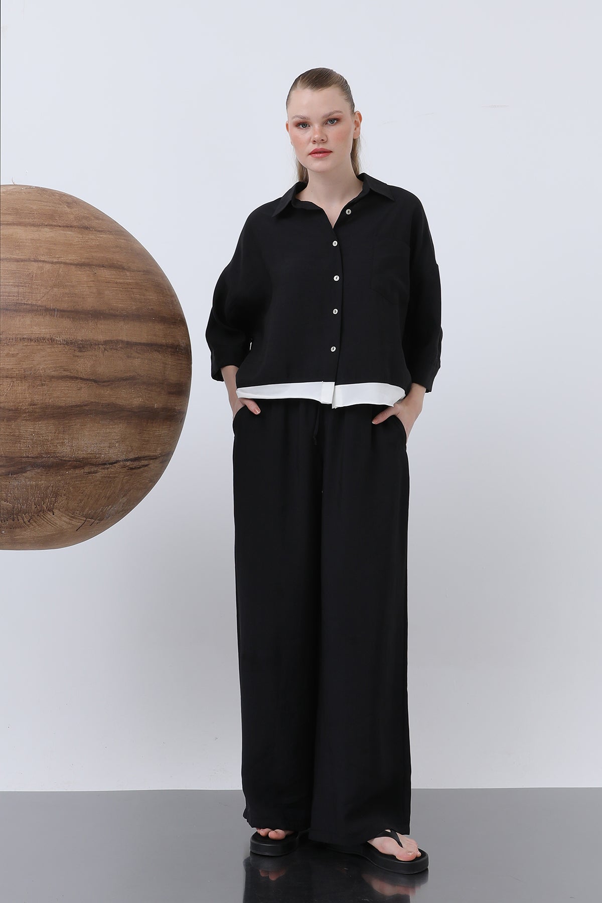 Kadın Arkası Baskılı Gömlek - 32205GML BLACK