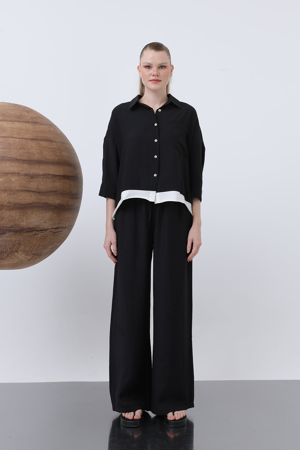 Kadın Arkası Baskılı Gömlek - 32205GML BLACK