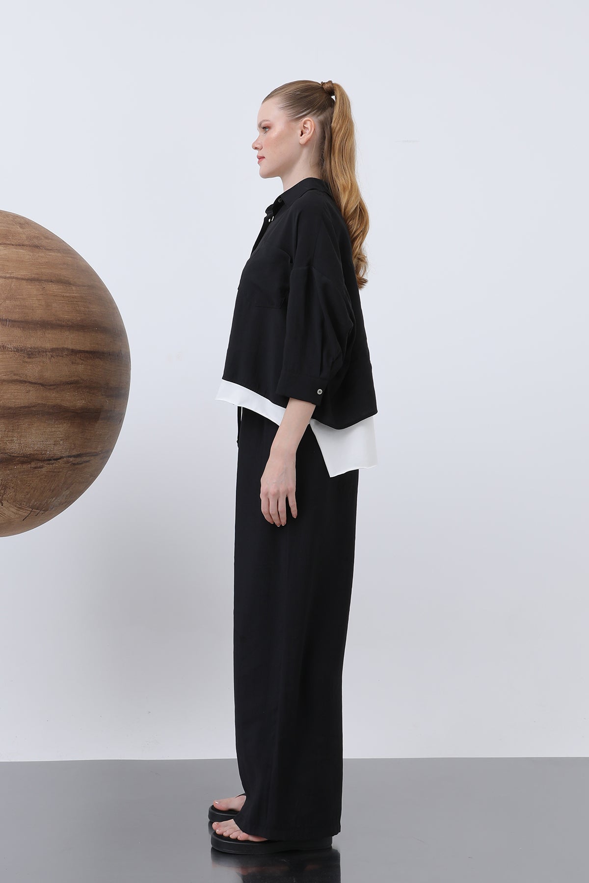Kadın Arkası Baskılı Gömlek - 32205GML BLACK