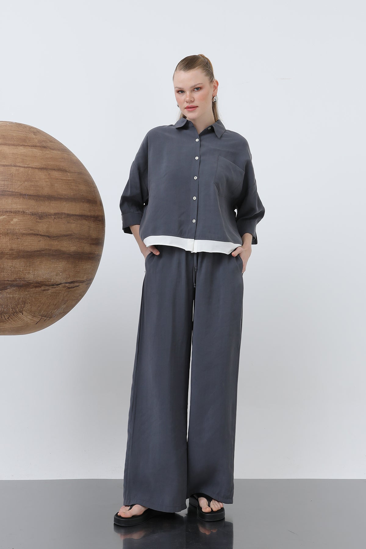Kadın Bel Lastikli Pantolon - 32206PNT ANTRACITE