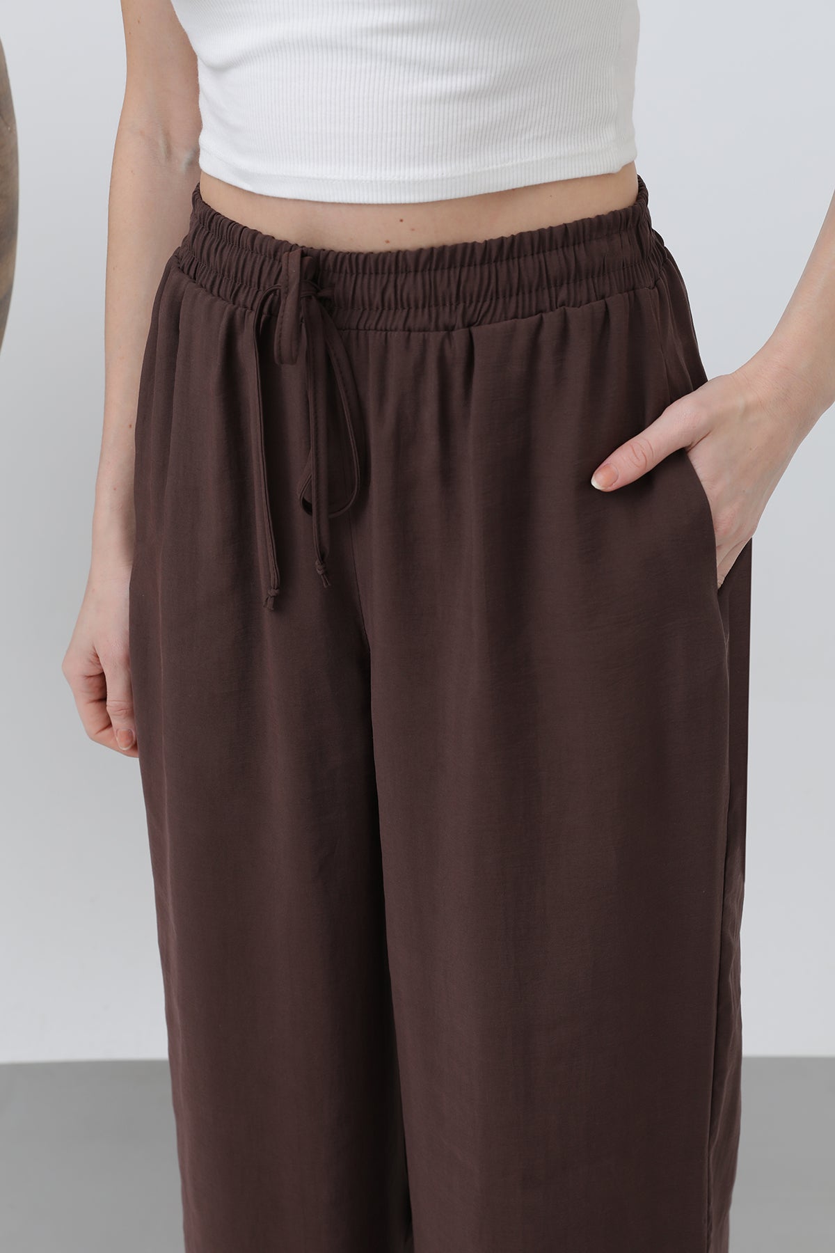 Kadın Bel Lastikli Pantolon - 32206PNT BROWN