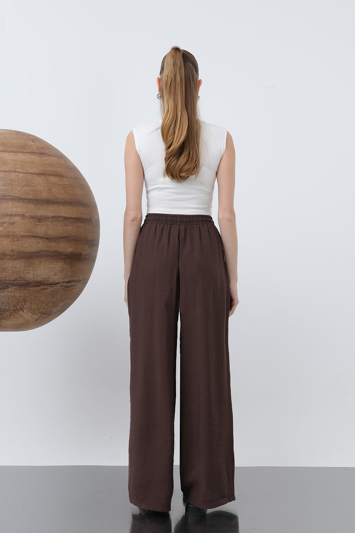 Kadın Bel Lastikli Pantolon - 32206PNT BROWN