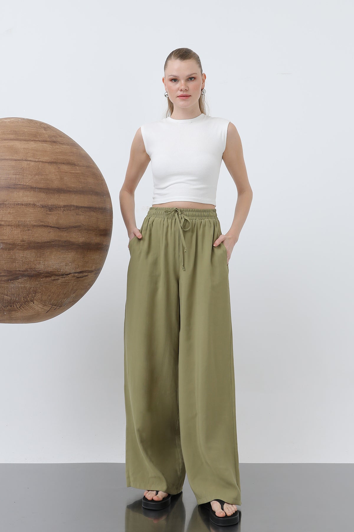 Kadın Bel Lastikli Pantolon - 32206PNT OLIVE