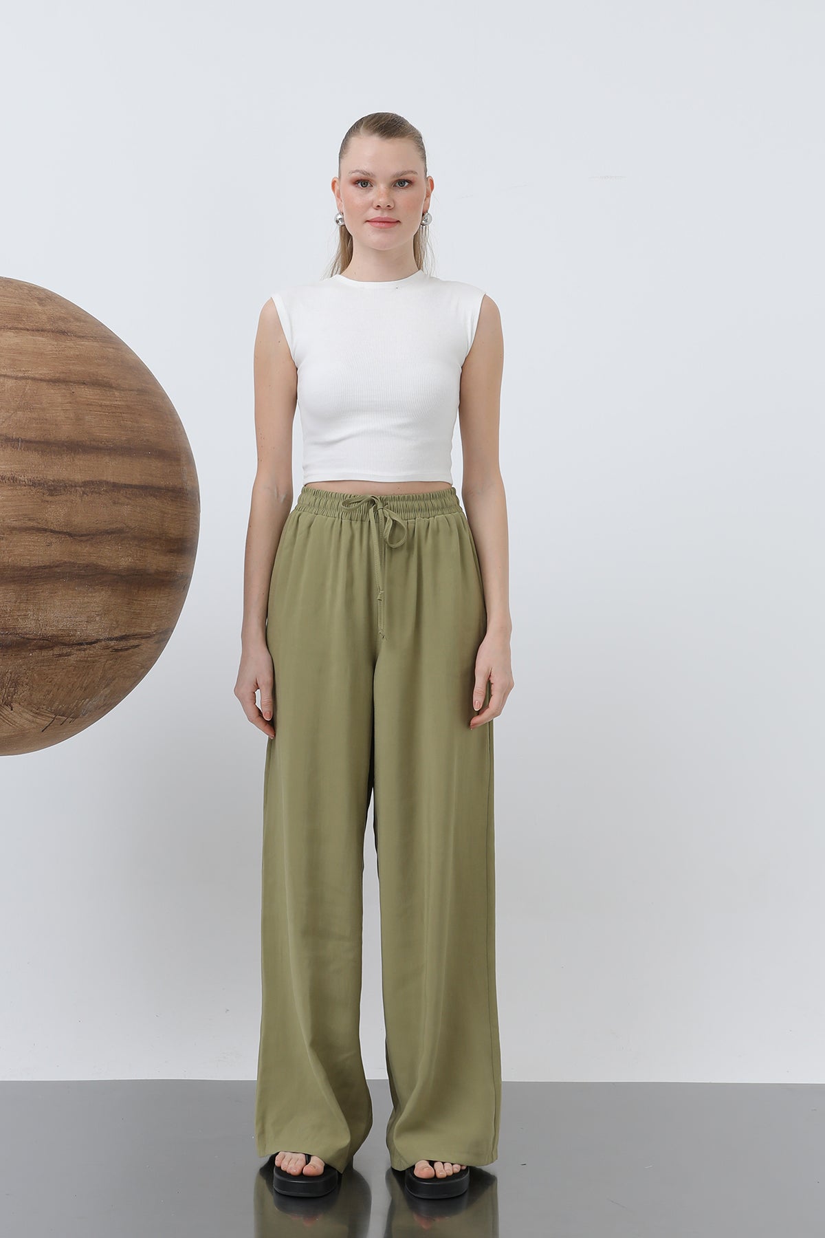 Kadın Bel Lastikli Pantolon - 32206PNT OLIVE