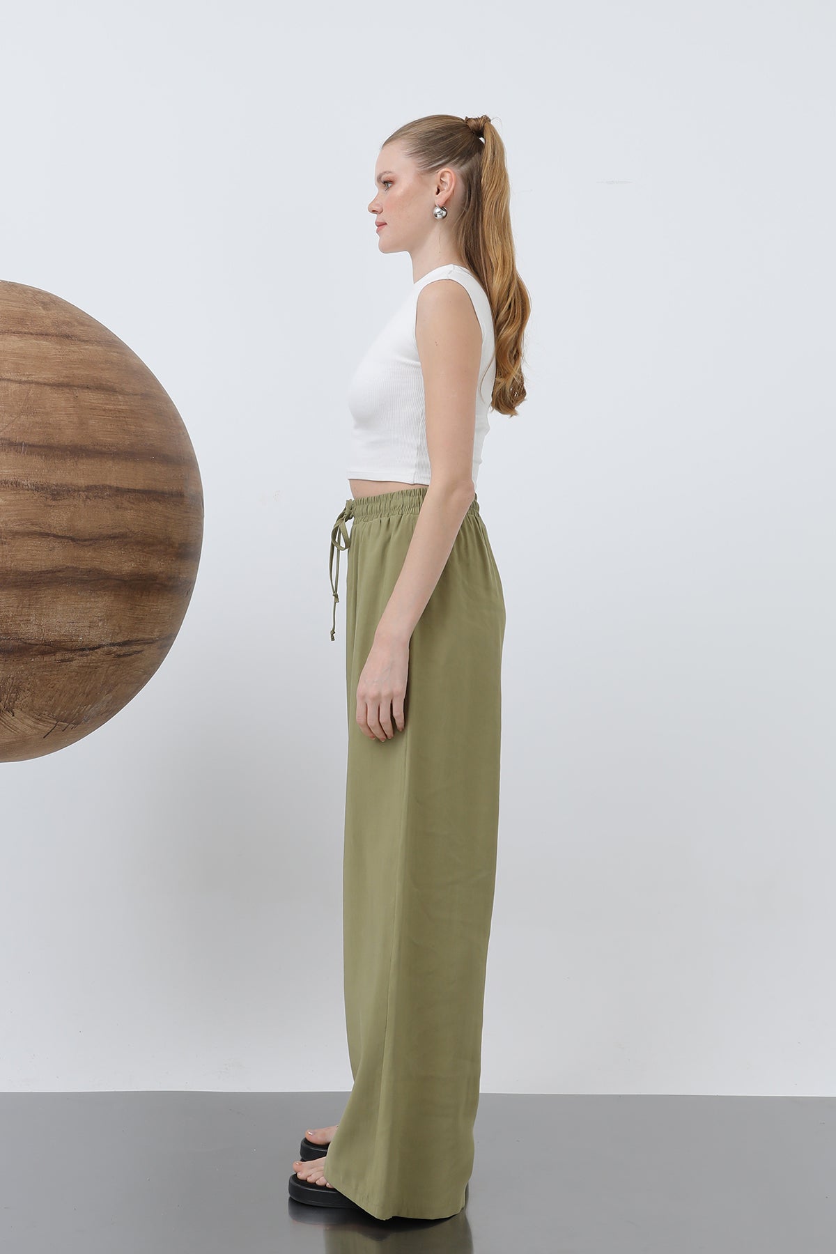 Kadın Bel Lastikli Pantolon - 32206PNT OLIVE