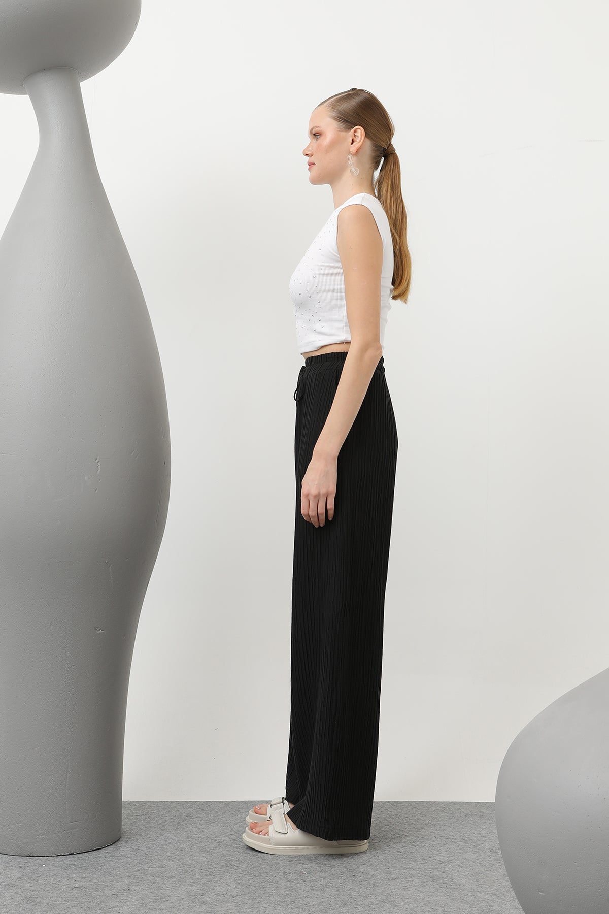 Kadın Basic Lastikli Pantolon - 32213PNT BLACK