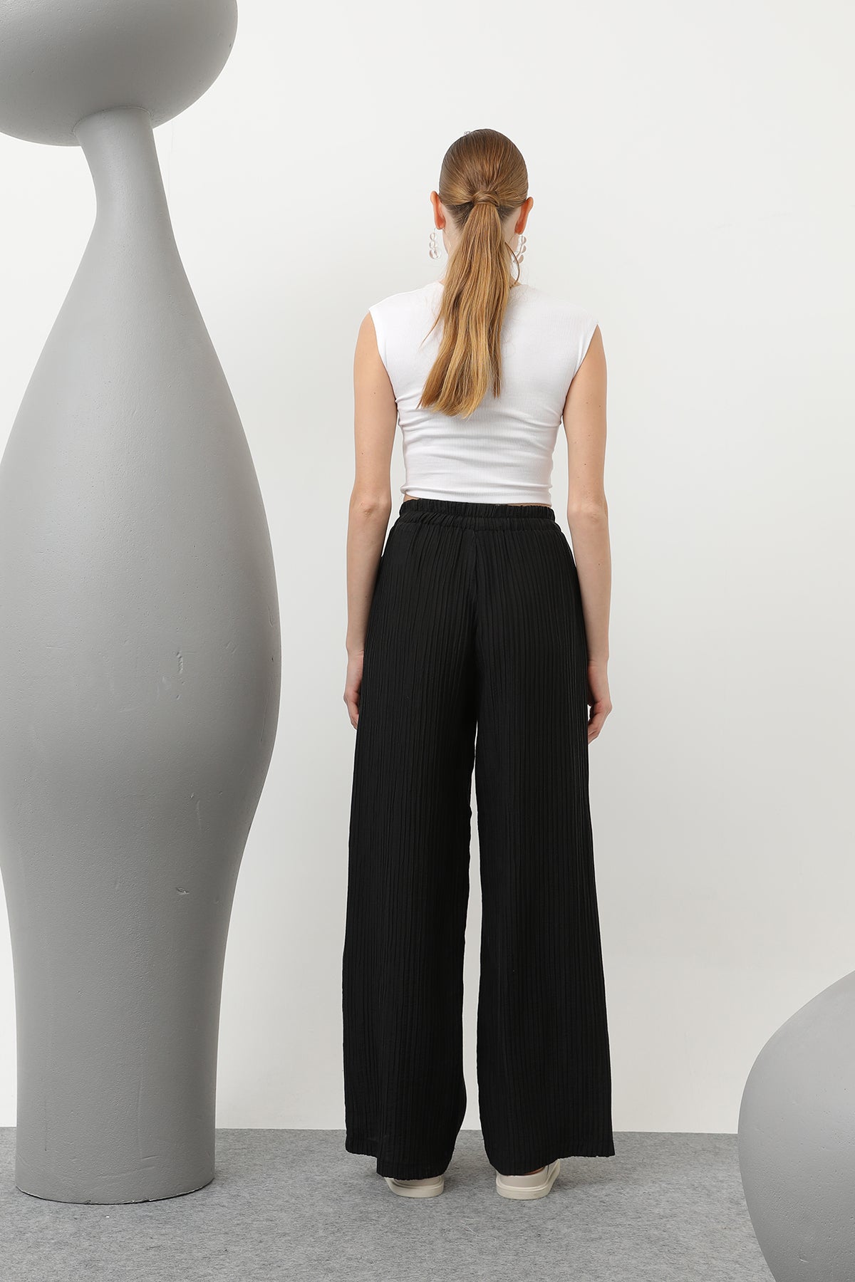 Kadın Basic Lastikli Pantolon - 32213PNT BLACK