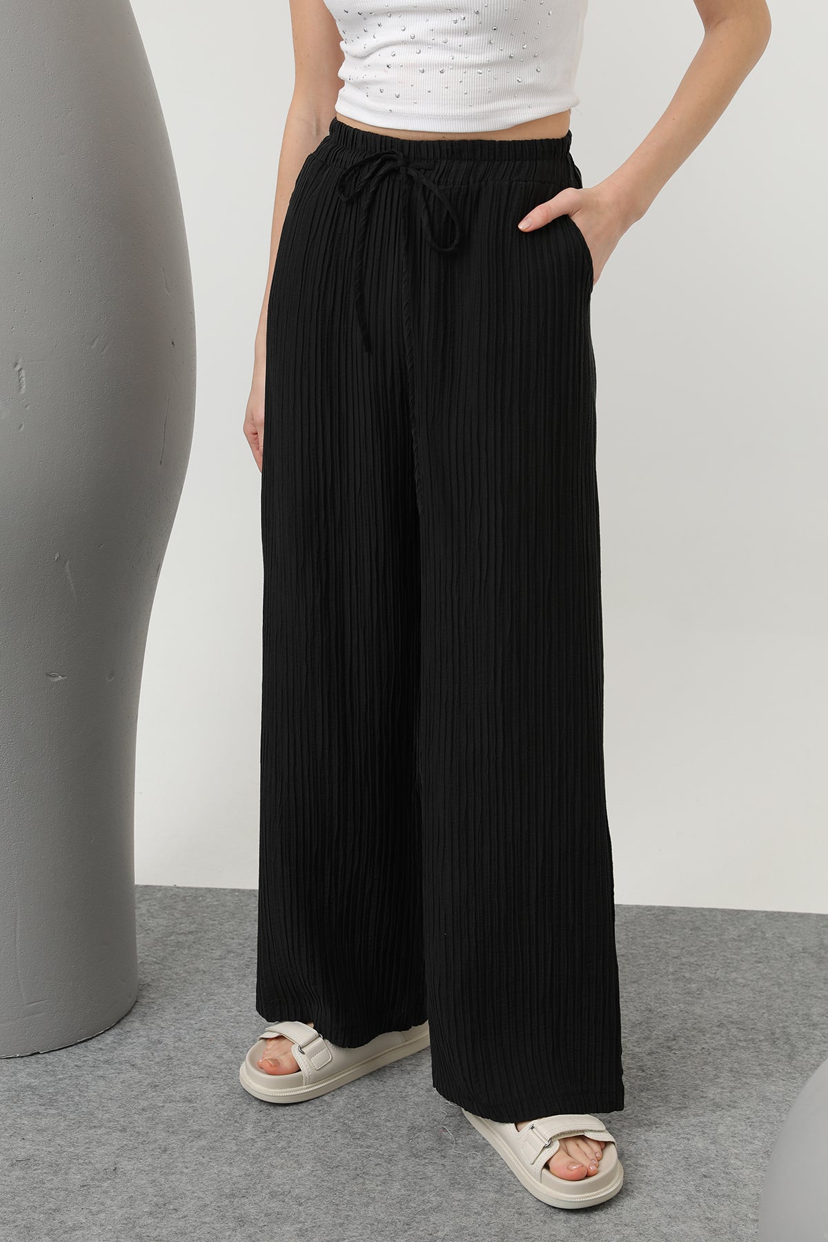 Kadın Basic Lastikli Pantolon - 32213PNT BLACK