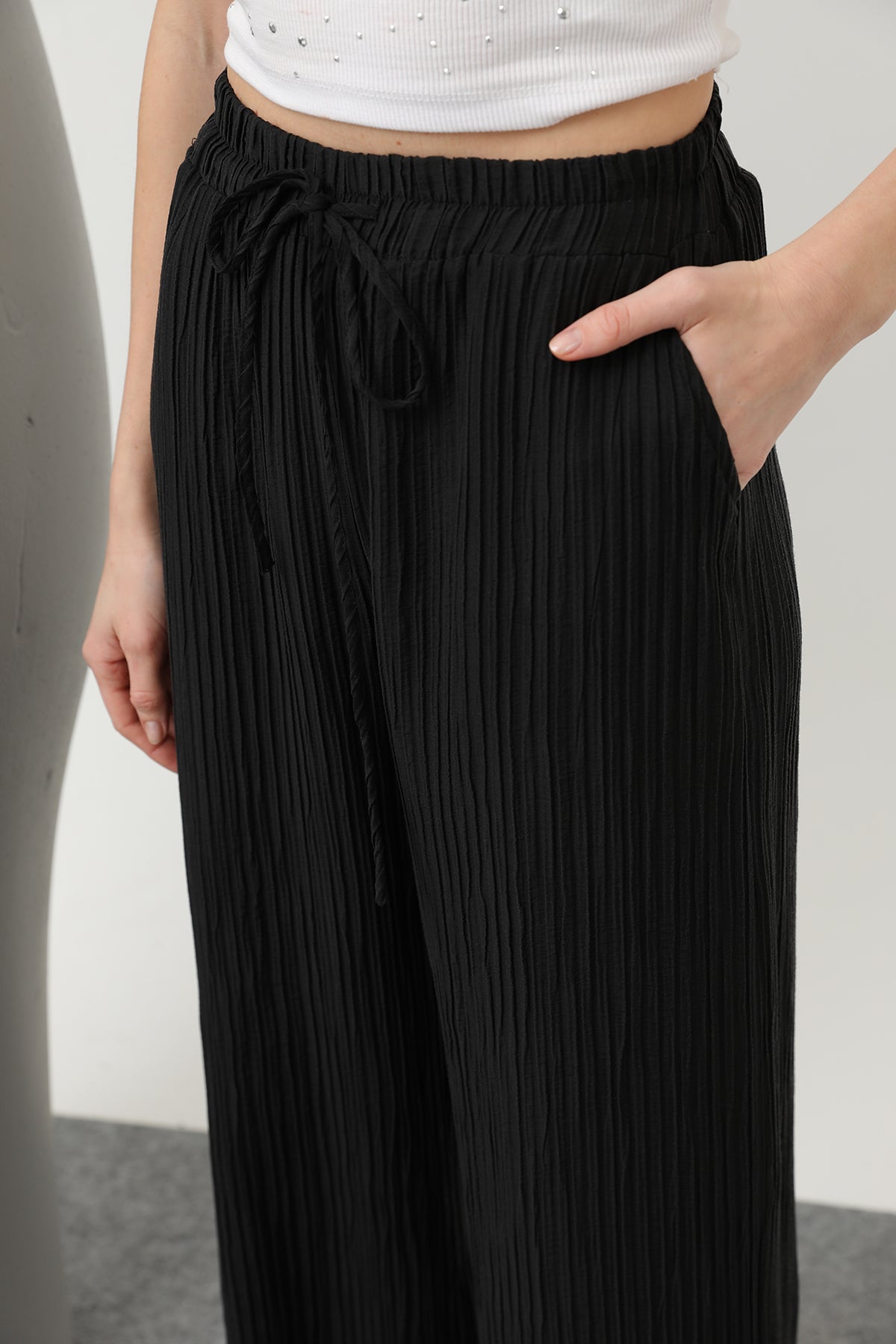 Kadın Basic Lastikli Pantolon - 32213PNT BLACK