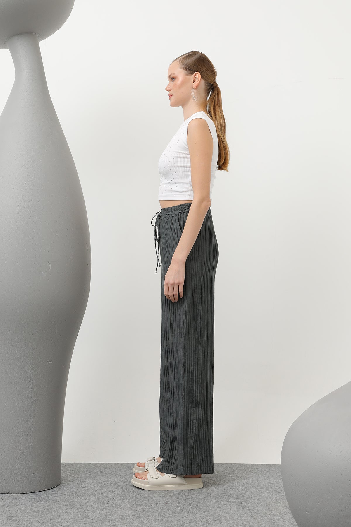 Kadın Basic Lastikli Pantolon - 32213PNT ANTRACITE