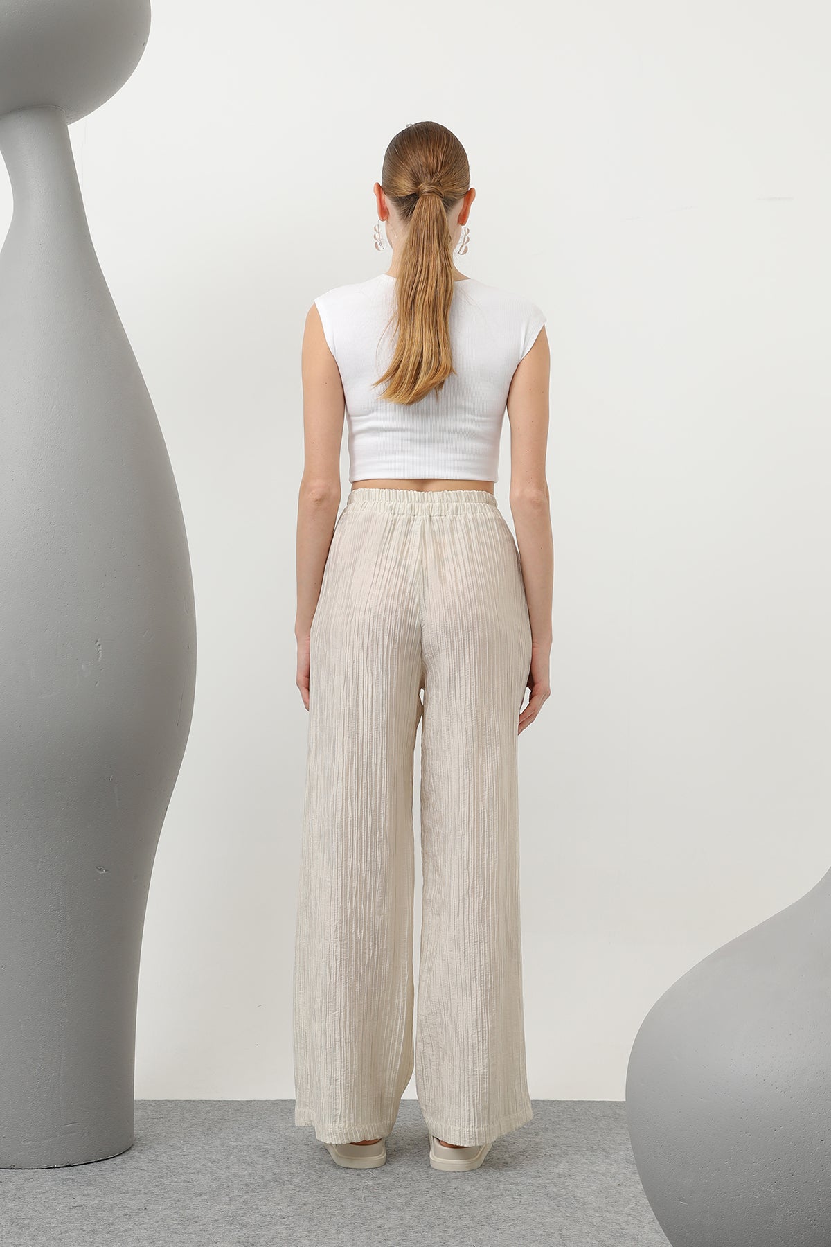Kadın Basic Lastikli Pantolon - 32213PNT STONE