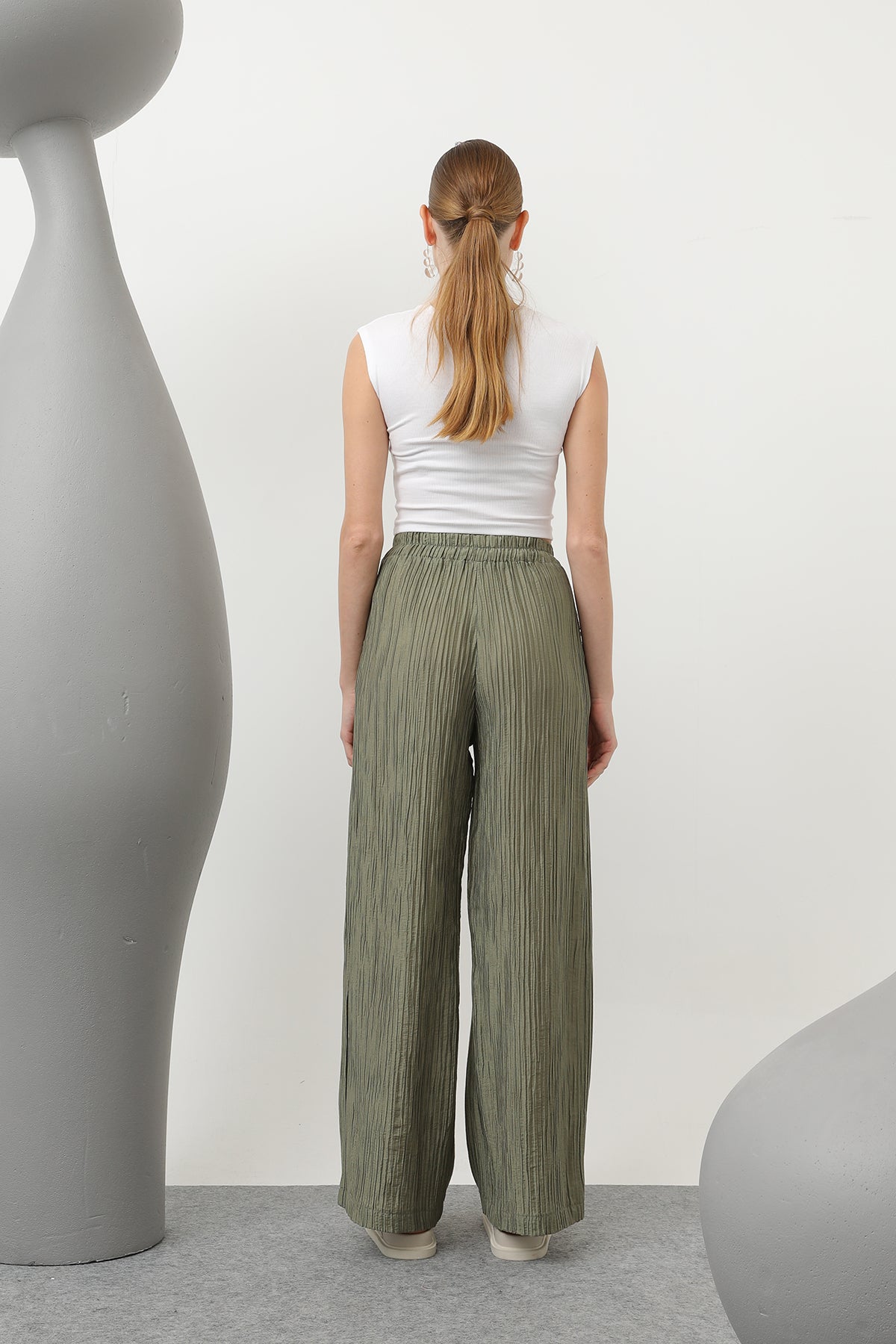 Kadın Basic Lastikli Pantolon - 32213PNT KHAKI
