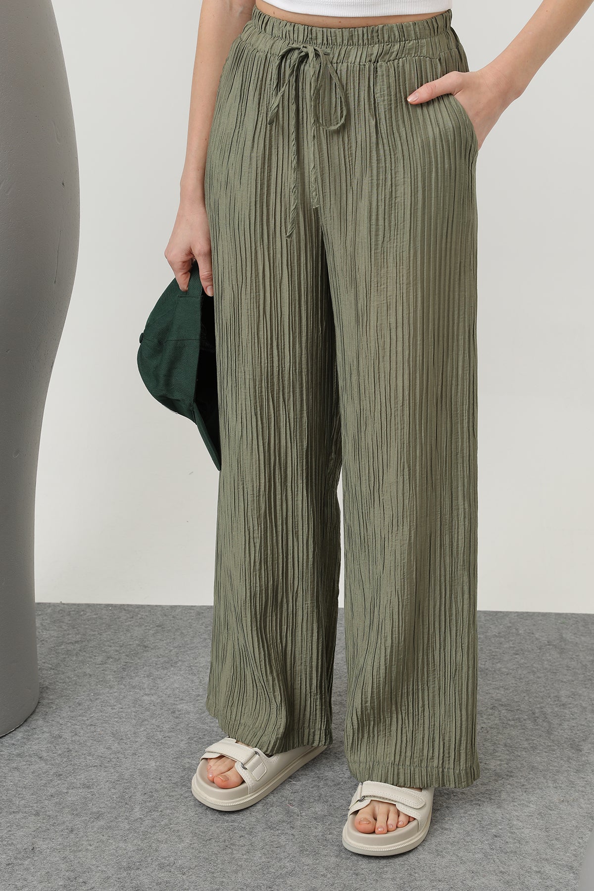 Kadın Basic Lastikli Pantolon - 32213PNT KHAKI