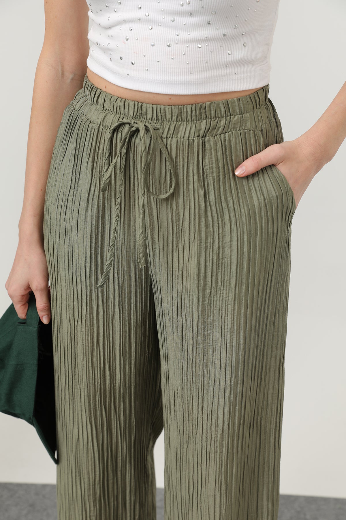 Kadın Basic Lastikli Pantolon - 32213PNT KHAKI