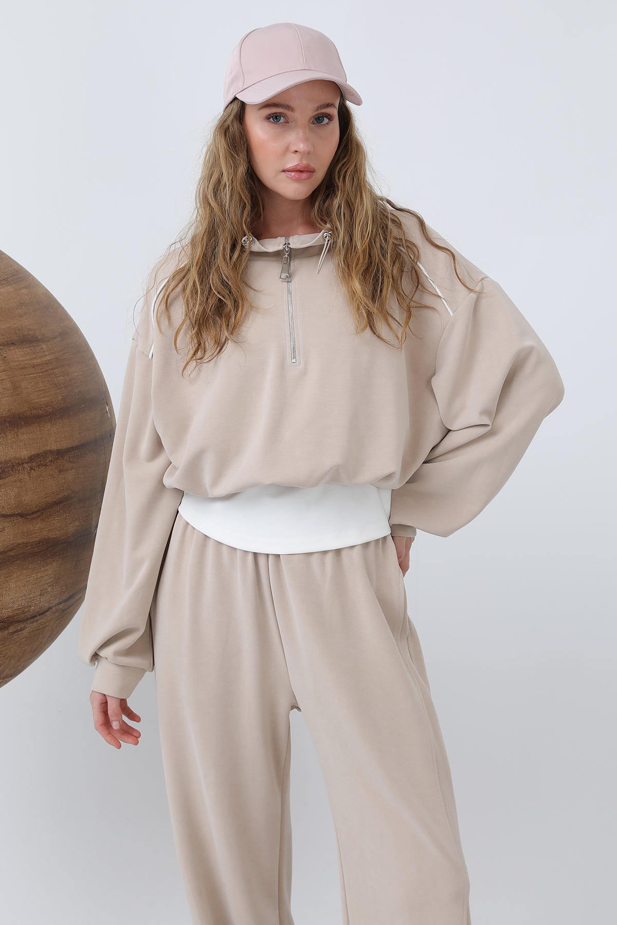 Kadın Garnili İkili Takım -32214TKS DARK BEIGE