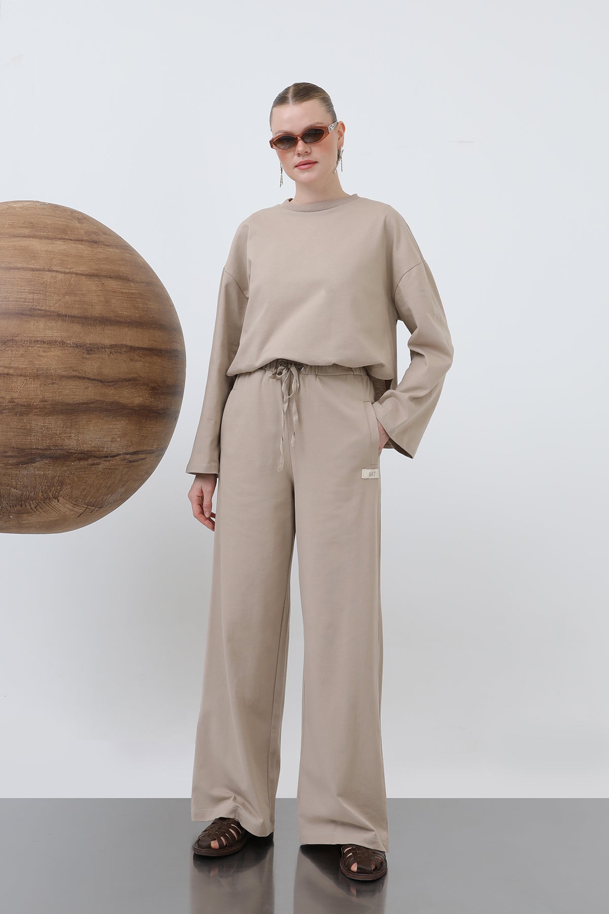 Kadın Basic Benden Bağlamalı Pantolon -32222PNT BEIGE