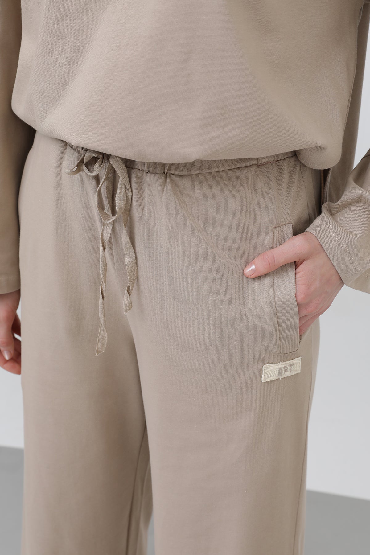 Kadın Basic Benden Bağlamalı Pantolon -32222PNT BEIGE