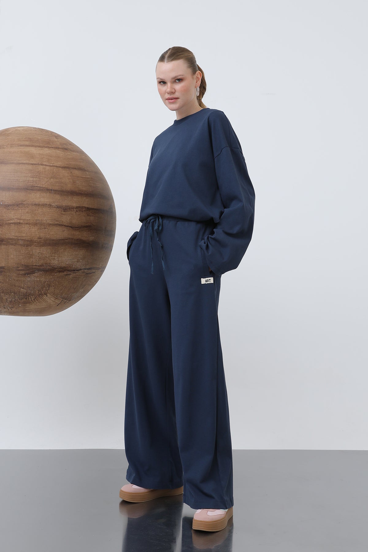 Kadın Basic Benden Bağlamalı Pantolon -32222PNT NAVY