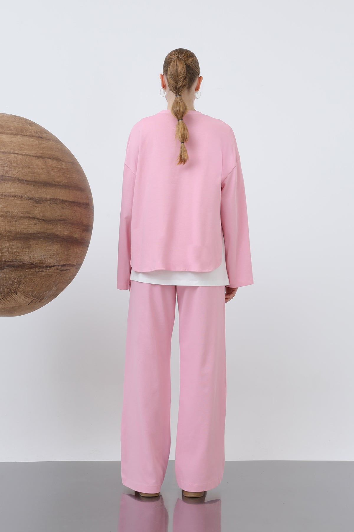 Kadın Basic Asimetrik Garnili Sweatshirt - 32223SWT PINK