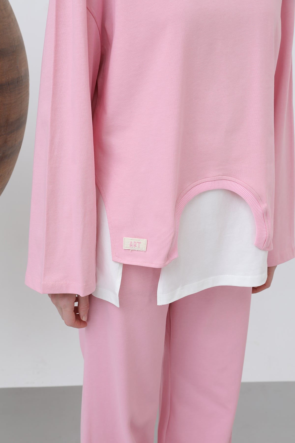 Kadın Basic Asimetrik Garnili Sweatshirt - 32223SWT PINK