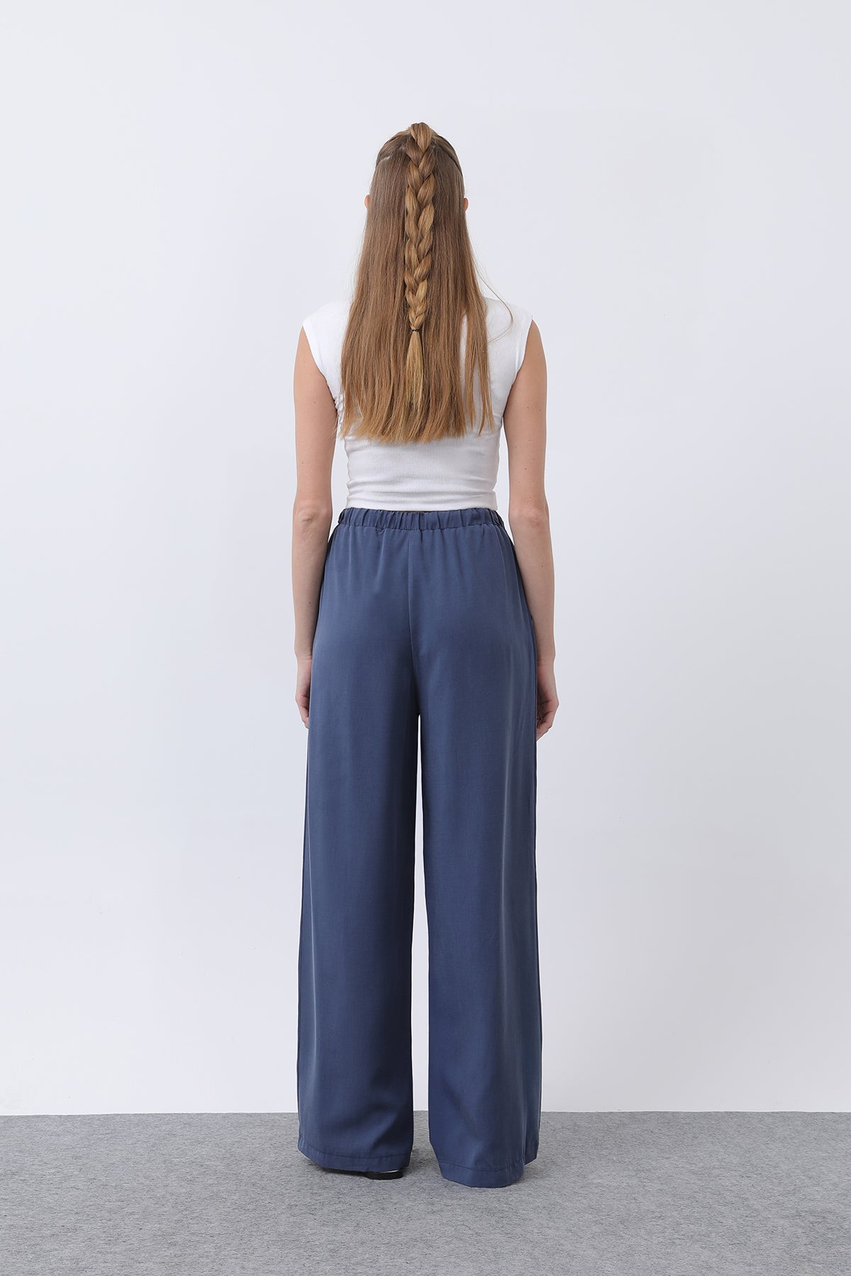 Kadın Bel Lastikli Yanları Biyeli Pantolon - 32231PNT NAVY