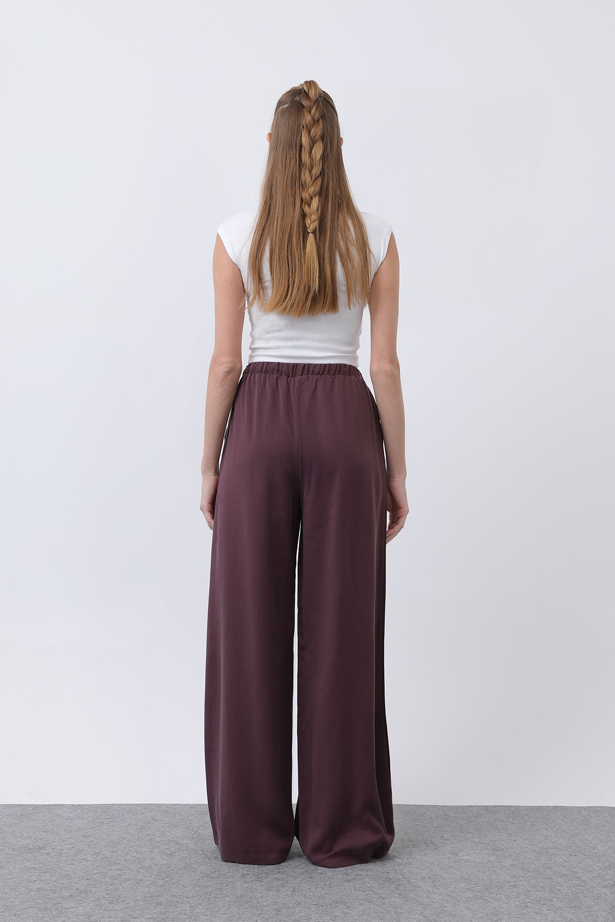 Kadın Bel Lastikli Yanları Biyeli Pantolon - 32231PNT ROSE