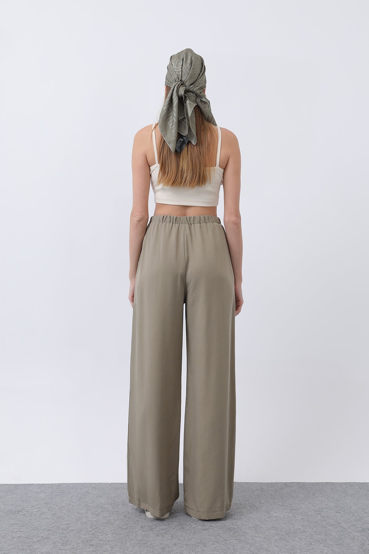 Kadın Bel Lastikli Yanları Biyeli Pantolon - 32231PNT KHAKI