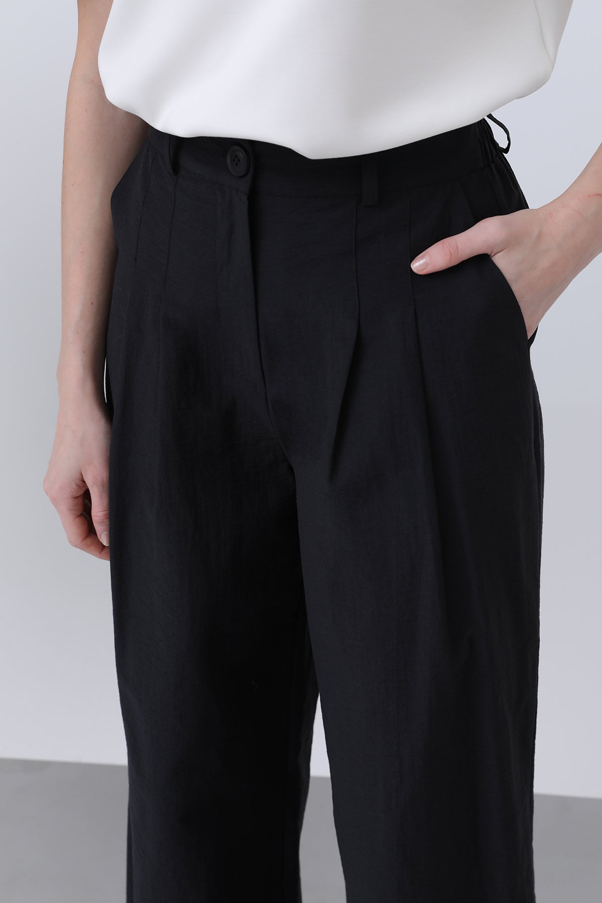 Kadın Pileli Basic Pantolon -32233PNT BLACK