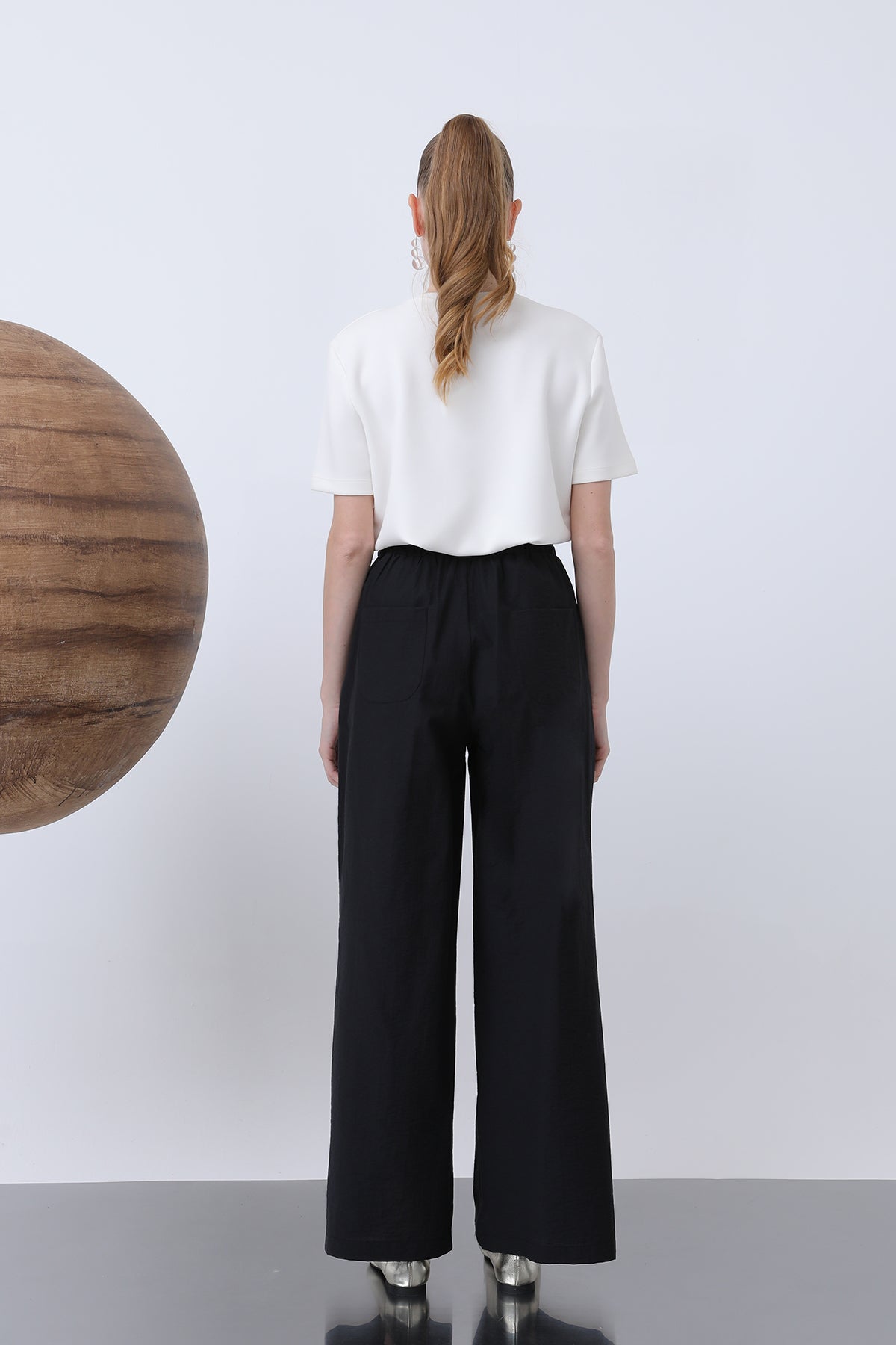 Kadın Pileli Basic Pantolon -32233PNT BLACK