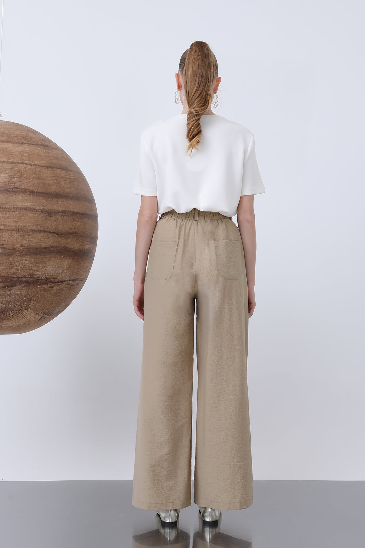 Kadın Pileli Basic Pantolon -32233PNT MINK