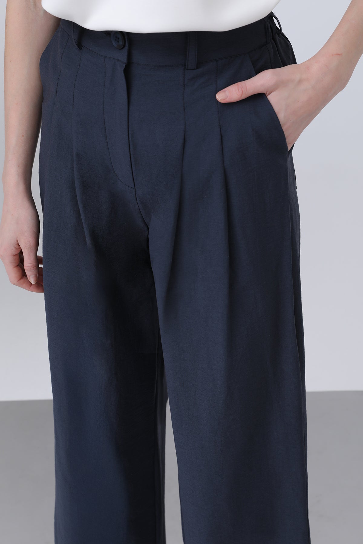 Kadın Pileli Basic Pantolon -32233PNT NAVY
