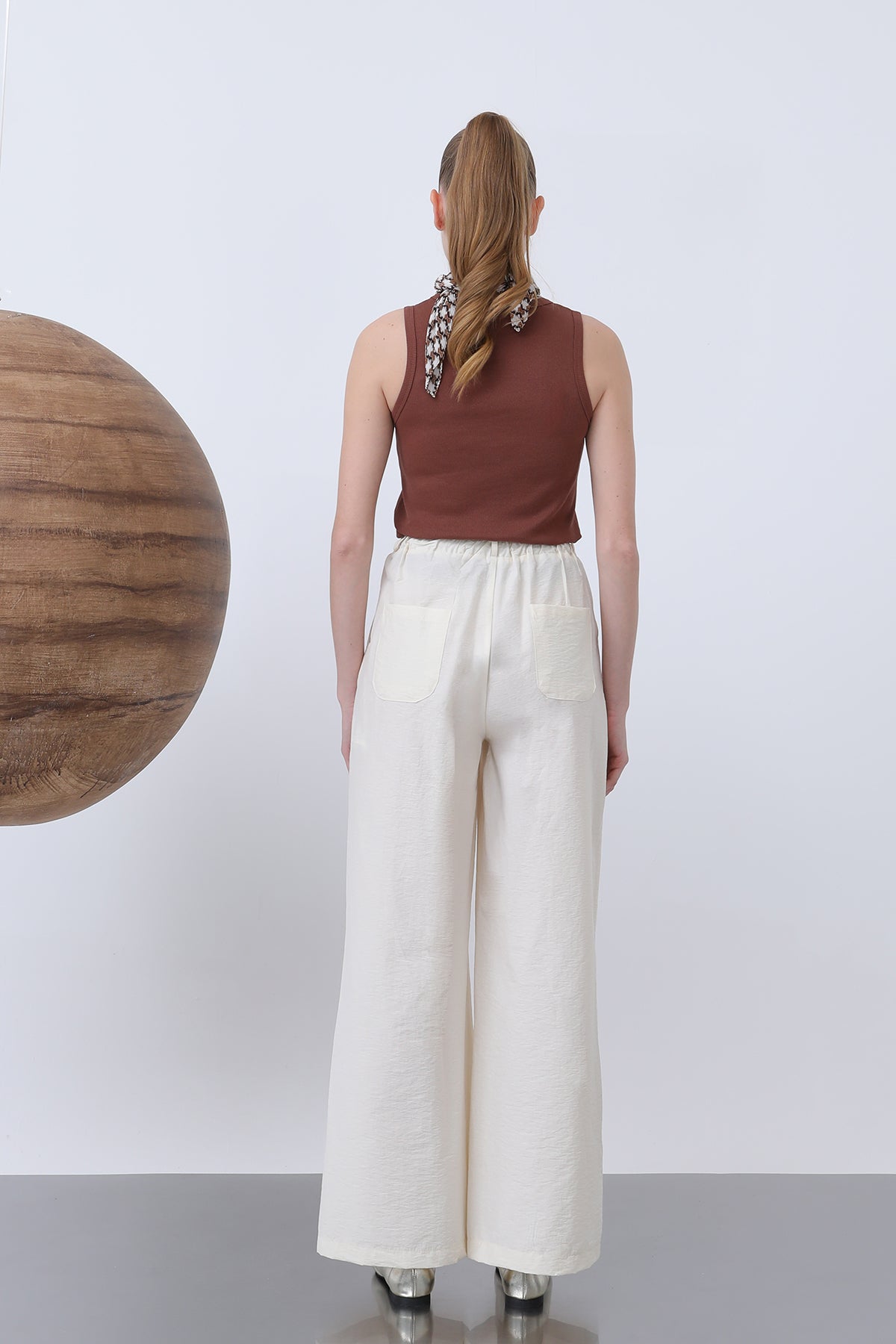 Kadın Pileli Basic Pantolon -32233PNT SAND BEIGE
