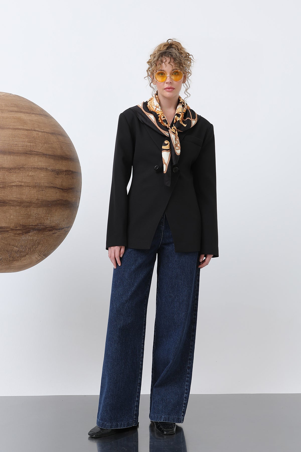 Kadın Önden Düğmeli Blazer Ceket -32245CKT BLACK