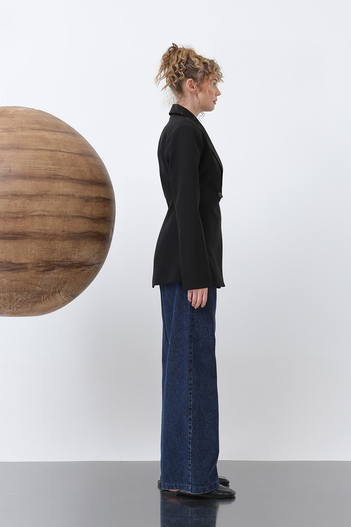 Kadın Önden Düğmeli Blazer Ceket -32245CKT BLACK