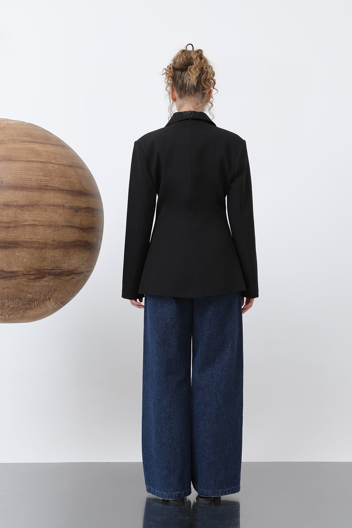 Kadın Önden Düğmeli Blazer Ceket -32245CKT BLACK